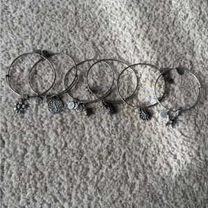 Alex and Ani Black Jewelry Pouch with 6 bracelets inside.